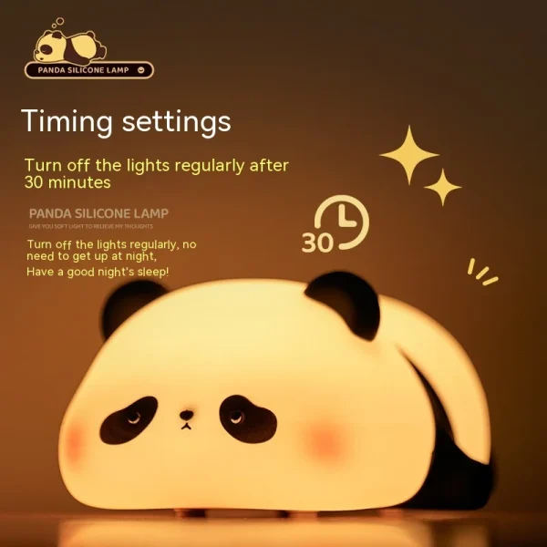 Rechargeable Panda Night Light with Timer: Soft Silicone, Perfect for Kids